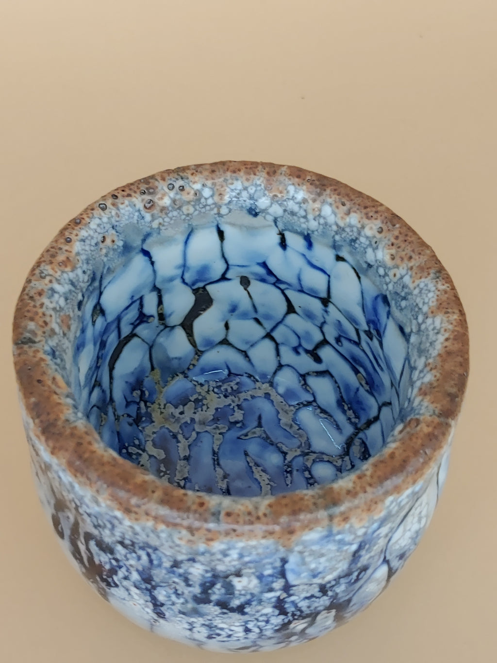 The Blue Tide — Shino Wood-Fired Teacup — product view 3