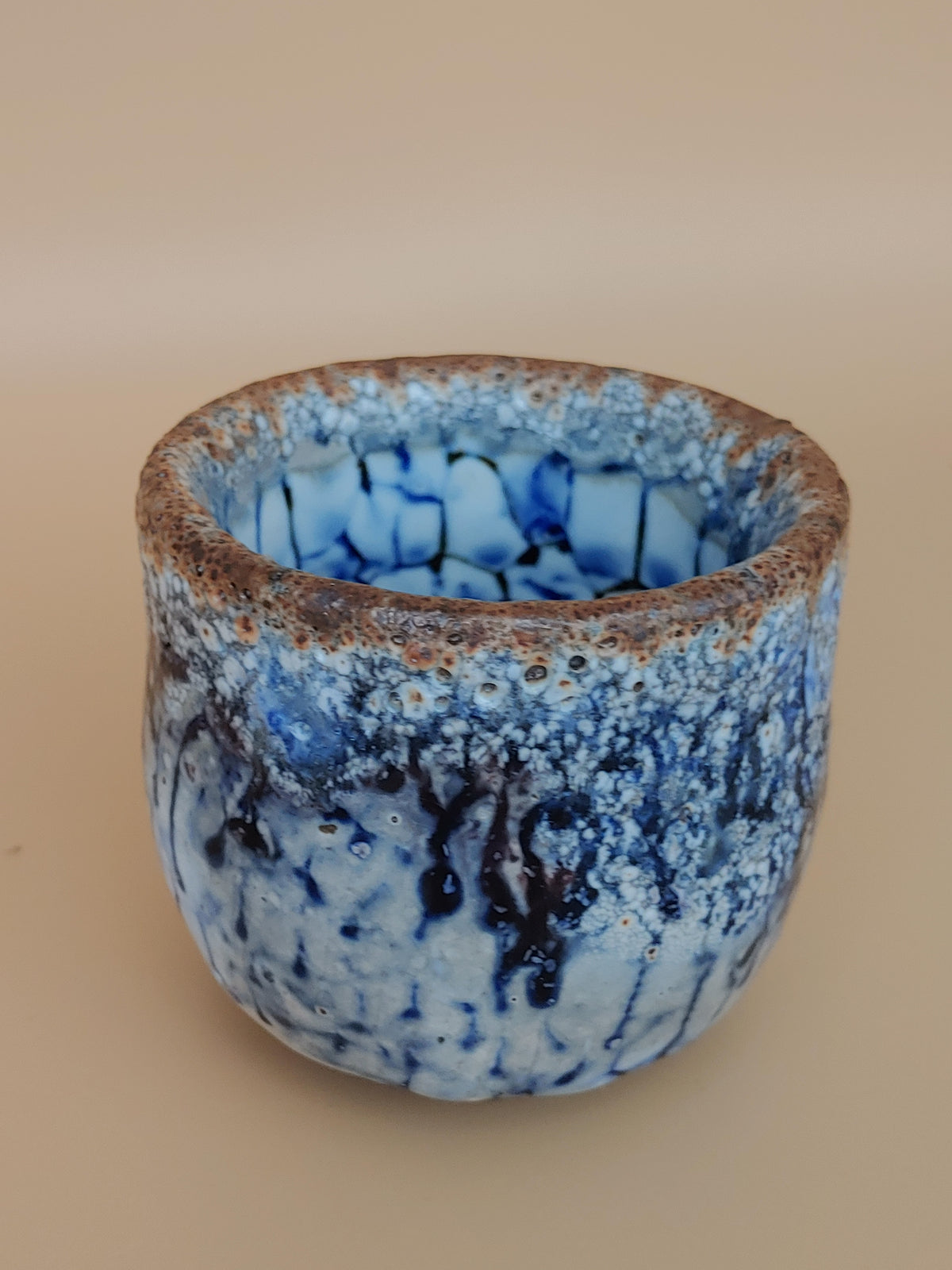 The Blue Tide — Shino Wood-Fired Teacup — product view 5
