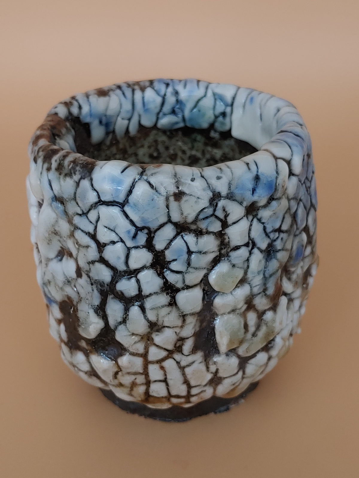 Cracked Ice, Ancient Earth — Shino Wood-Fired Yunomi