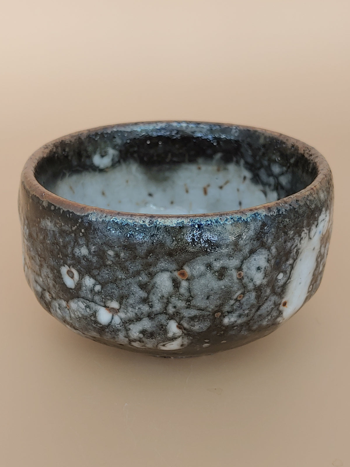 Stone, Shadow, and Snow — Shino Wood-Fired Teacup — product view 3