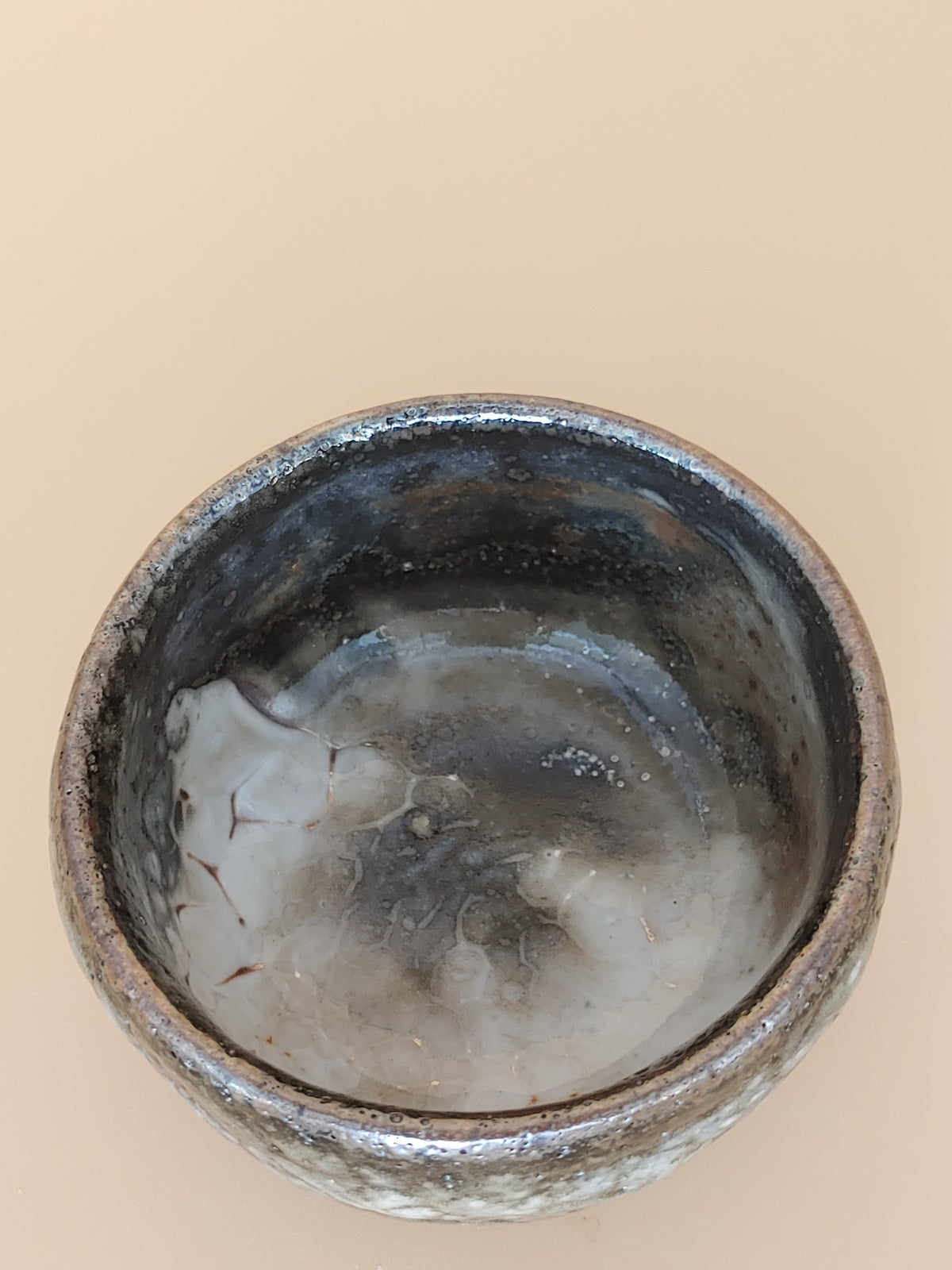 Stone, Shadow, and Snow — Shino Wood-Fired Teacup — product view 4