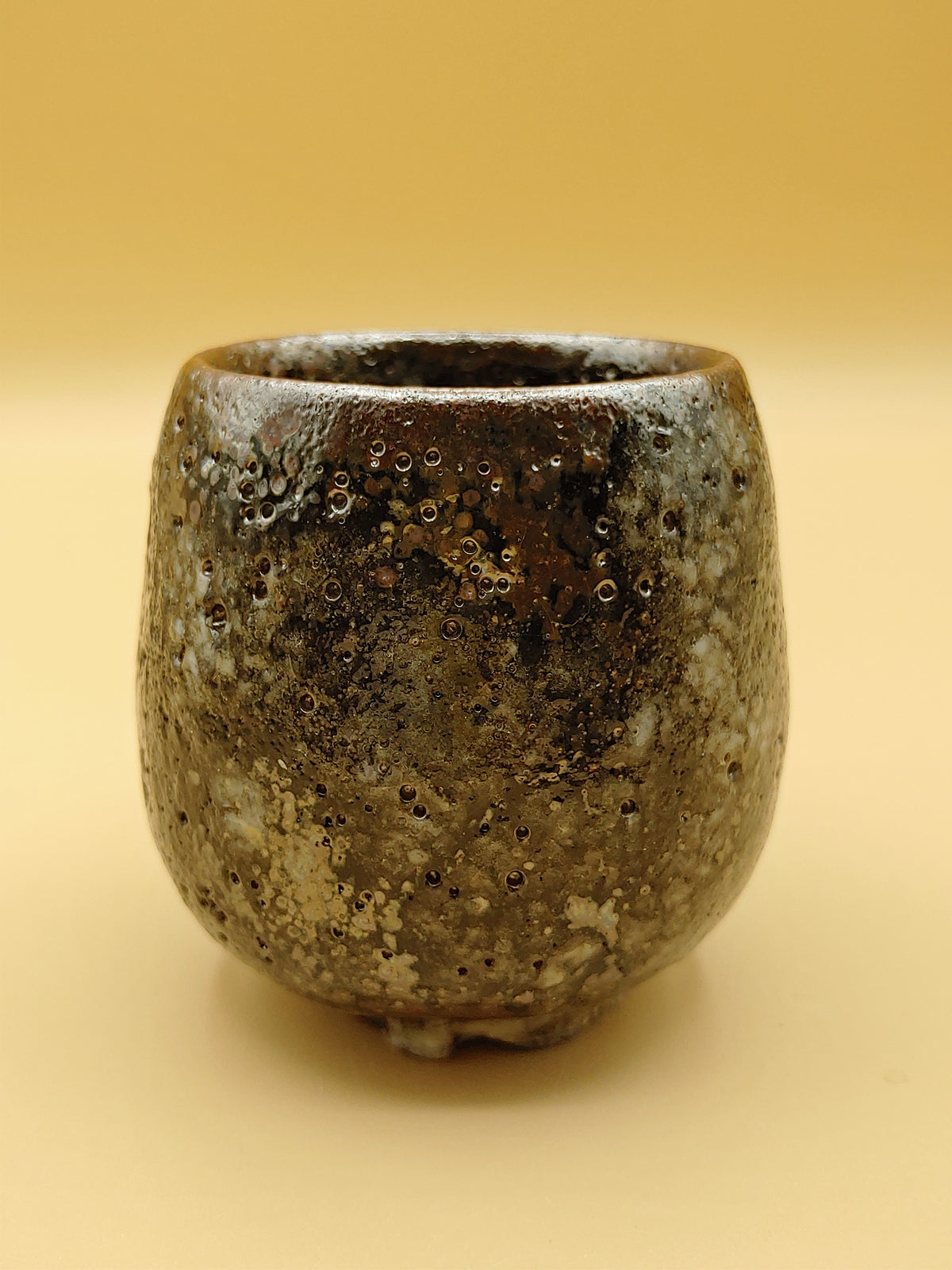 The Sandstone Cup — Shino Wood-Fired Teacup