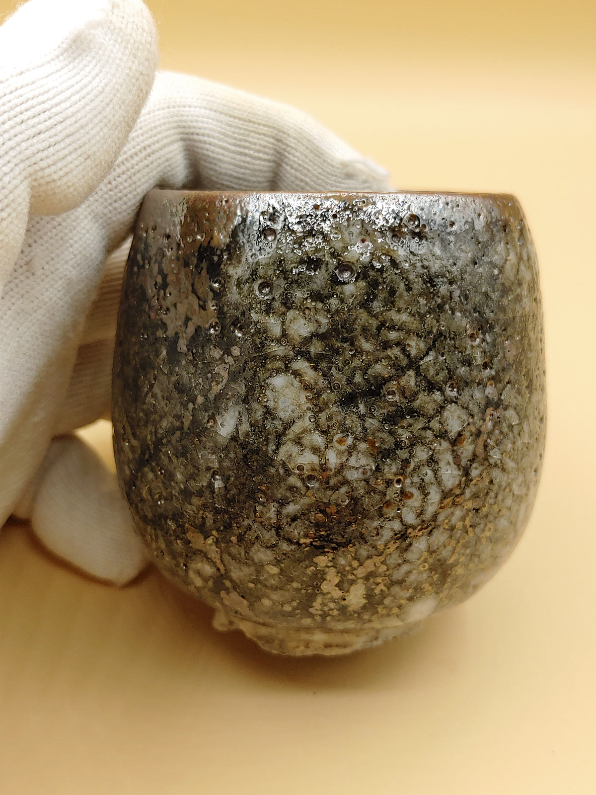 The Sandstone Cup — Shino Wood-Fired Teacup — product view 3