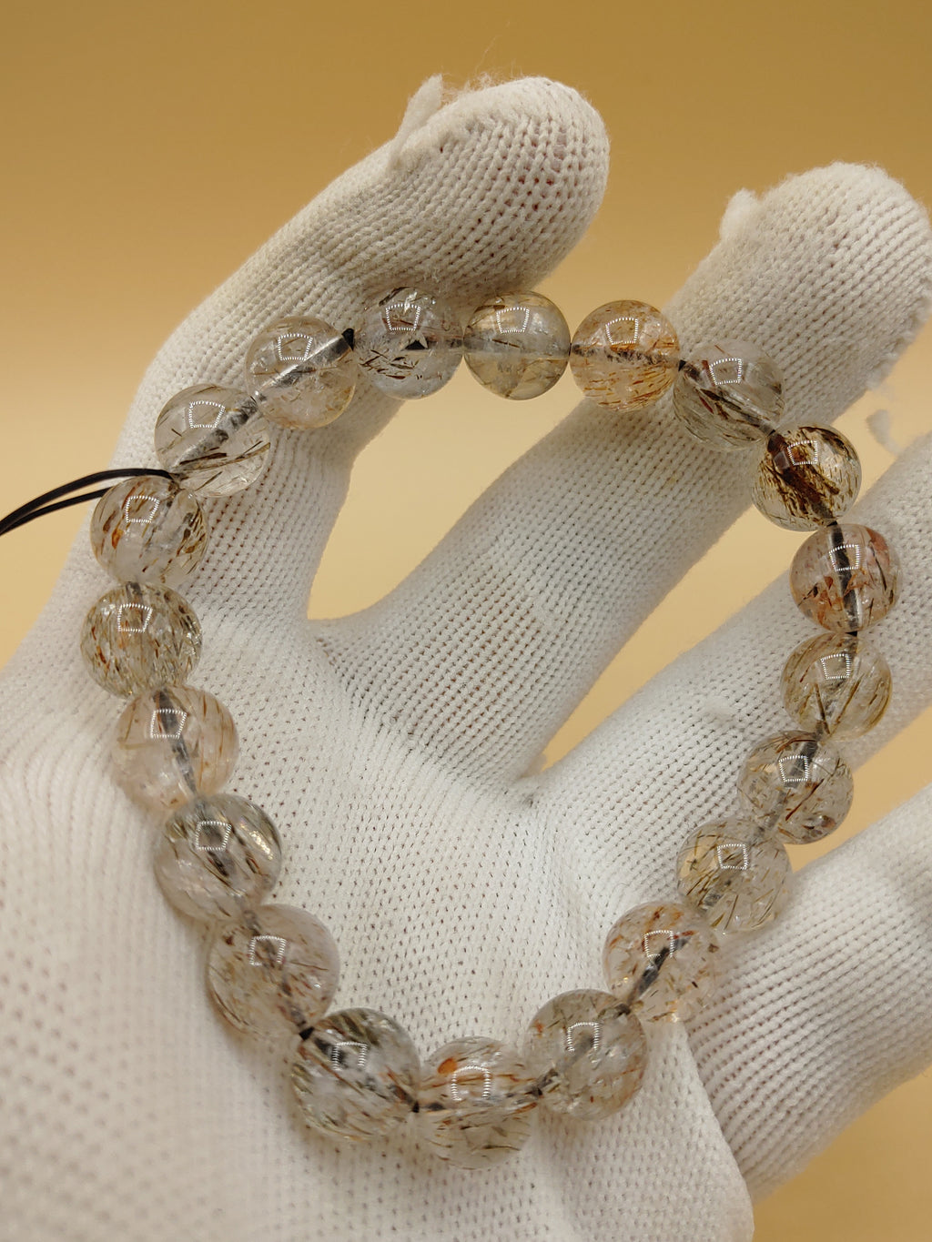 Golden Needle 10.4 mm Super Seven Crystal Bracelet (#B003) — product view 2