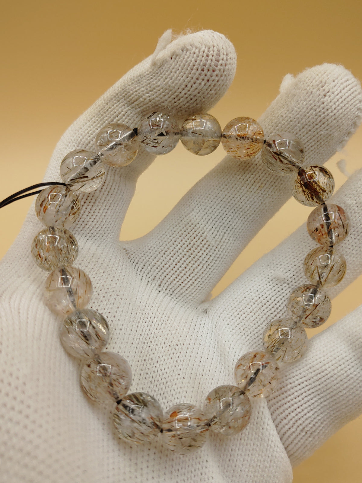 Golden Needle 10.4 mm Super Seven Crystal Bracelet (#B003) — product view 2