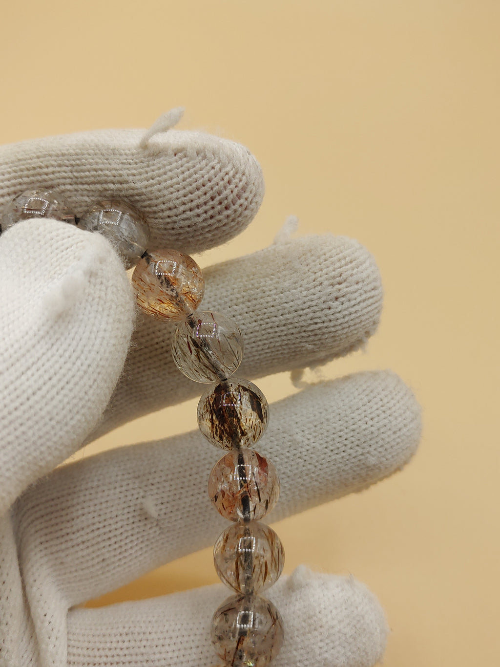 Golden Needle 10.4 mm Super Seven Crystal Bracelet (#B003) — product view 3