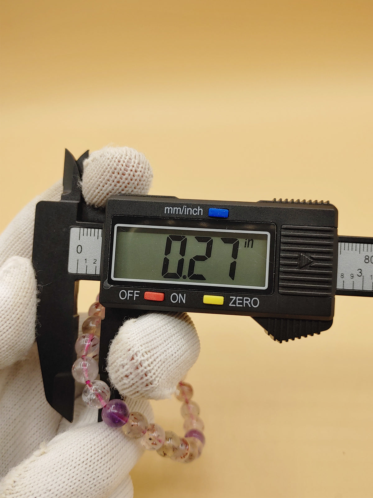 Violet Accent 6.8 mm Super Seven Crystal Bracelet (#B004) — product view 4