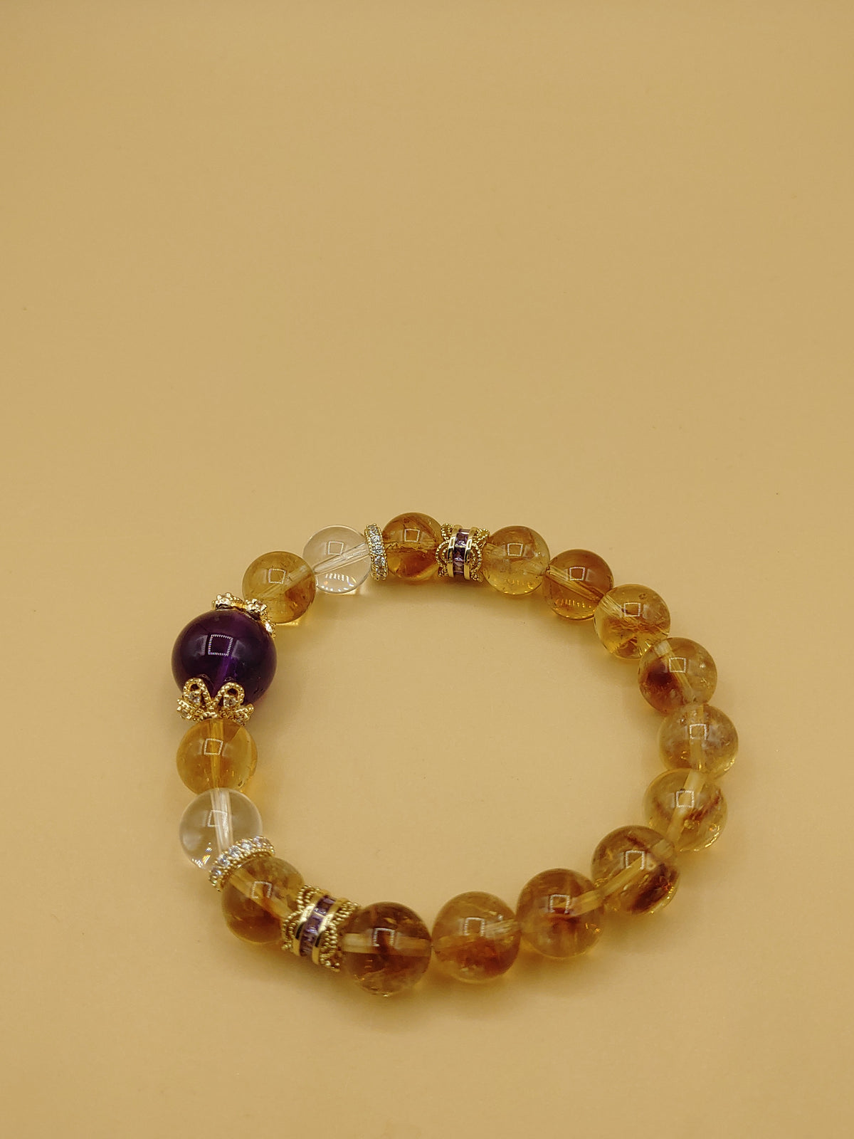 Golden Thread Super Seven Crystal Bracelet with Violet Focal Bead (#B005)
