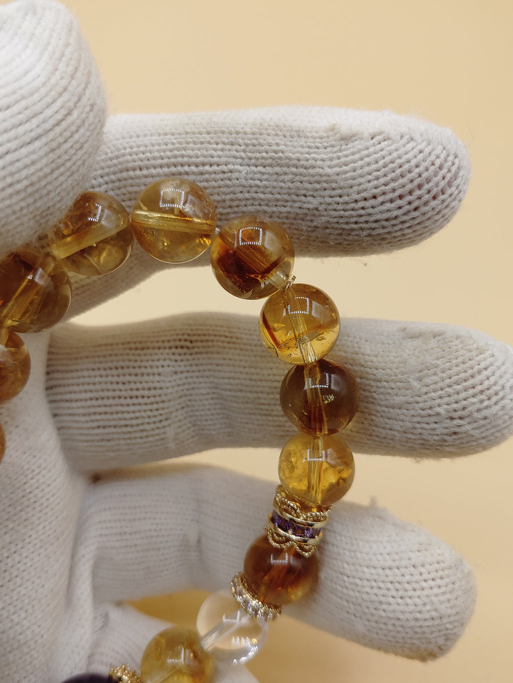 Golden Thread Super Seven Crystal Bracelet with Violet Focal Bead (#B005) — product view 3