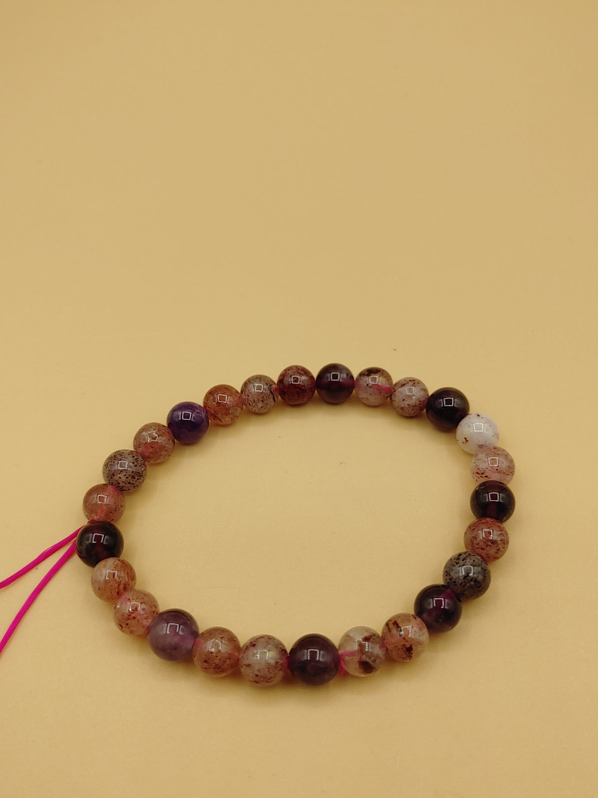 Smoky Plum 7.1 mm Super Seven Crystal Bracelet (#B001)