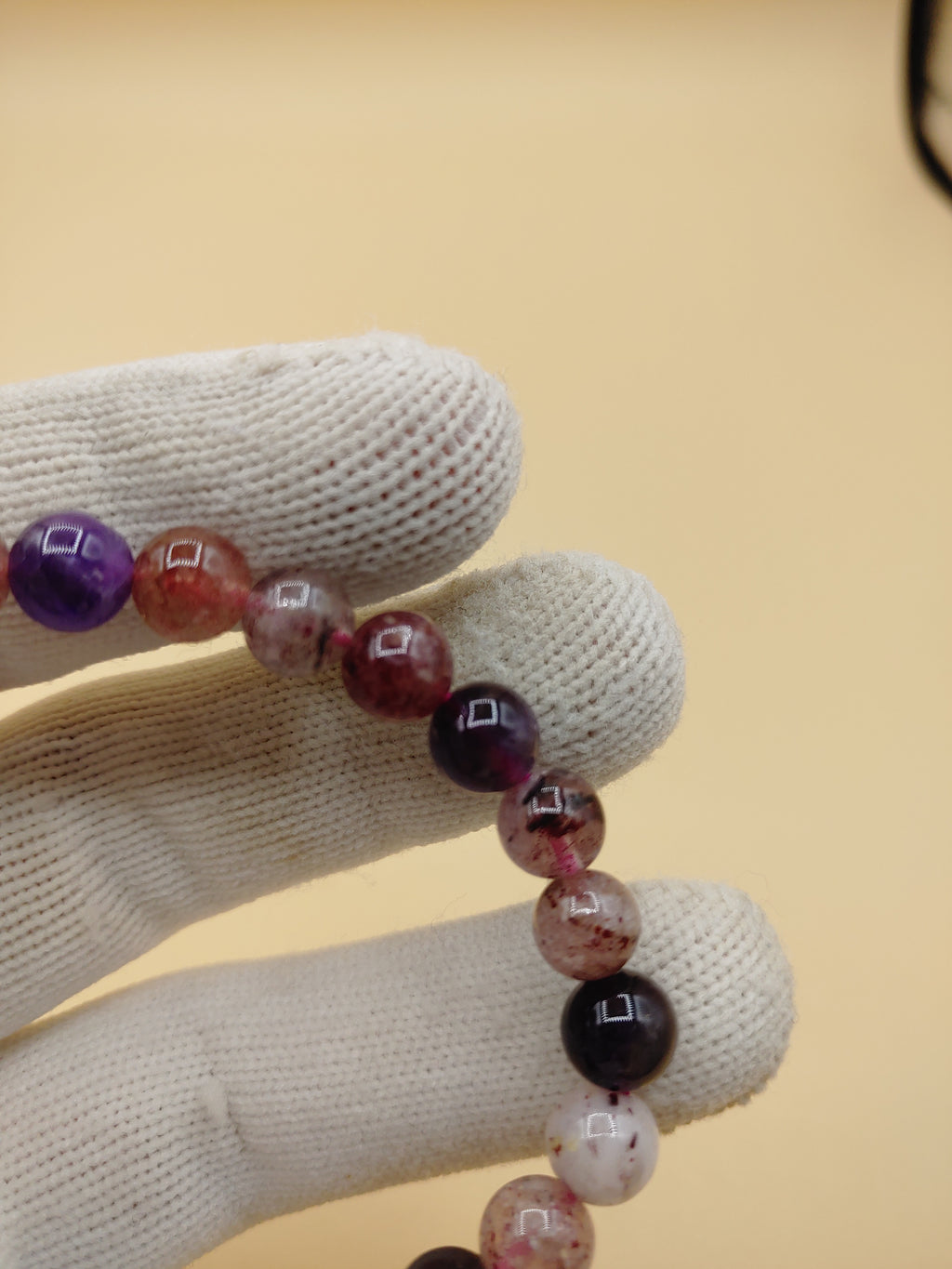 Smoky Plum 7.1 mm Super Seven Crystal Bracelet (#B001) — product view 3