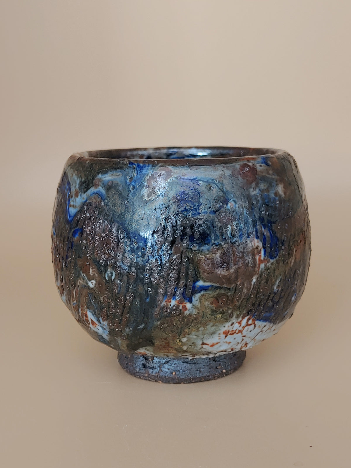 Bronze Earth, Blue Sky — Shino Wood-Fired Teacup