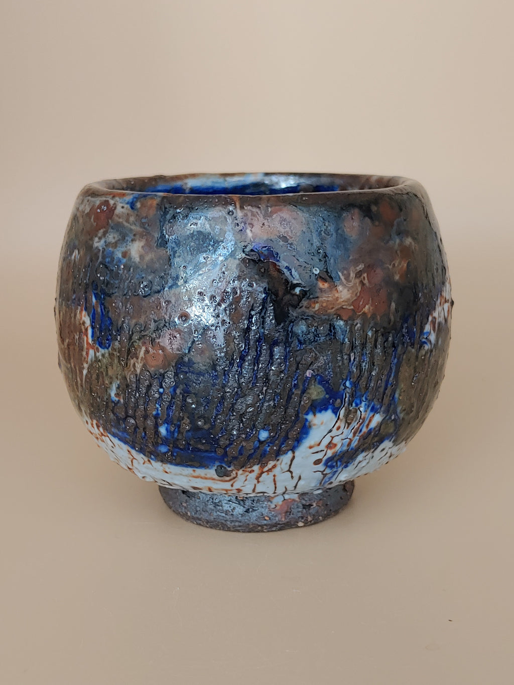 Bronze Earth, Blue Sky — Shino Wood-Fired Teacup — product view 2