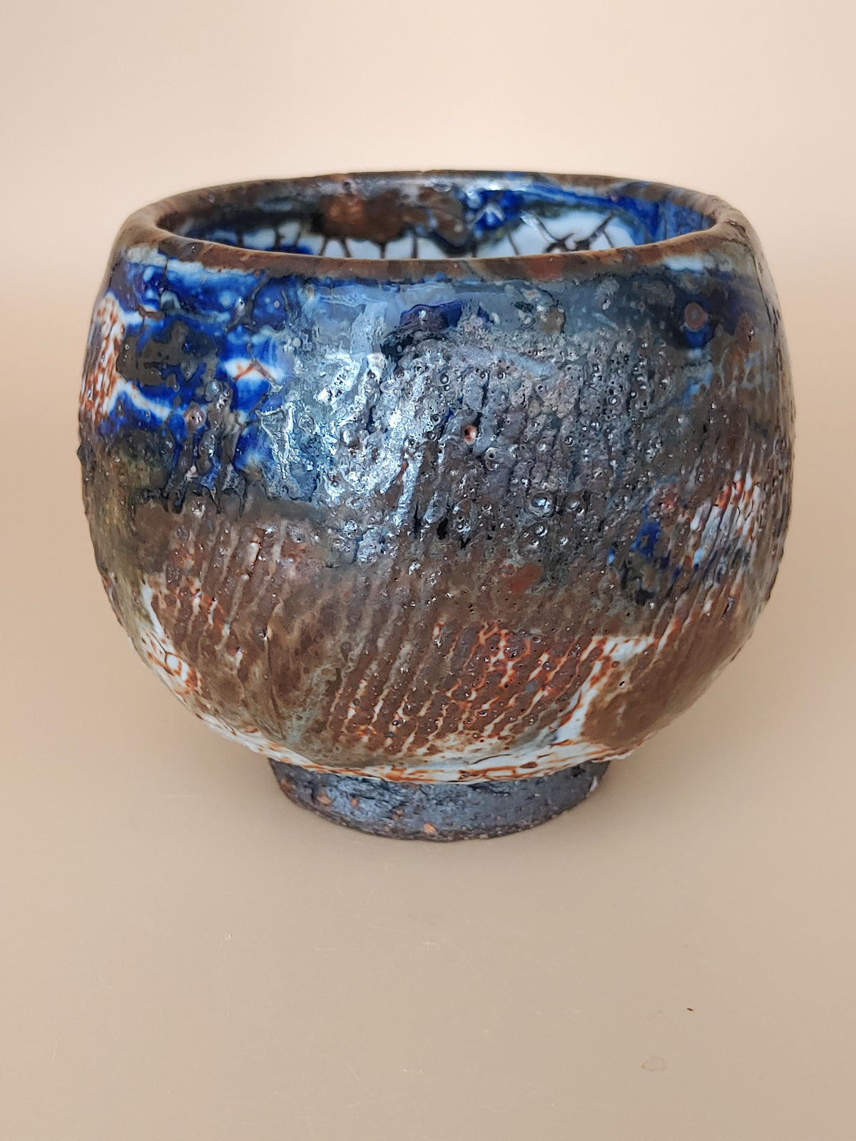 Bronze Earth, Blue Sky — Shino Wood-Fired Teacup — product view 4