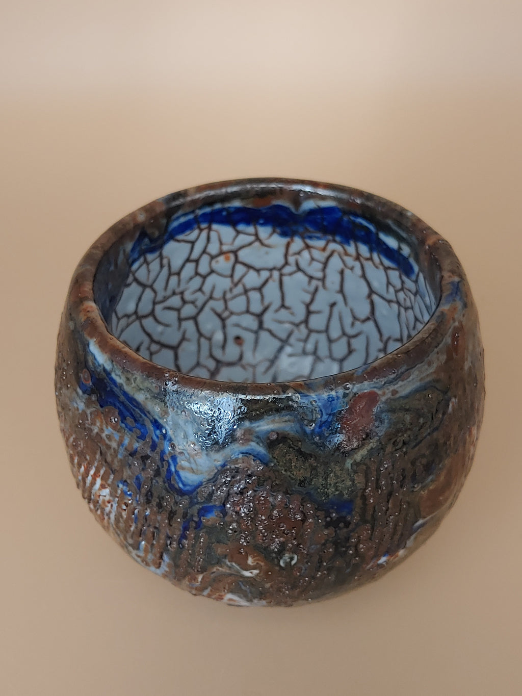Bronze Earth, Blue Sky — Shino Wood-Fired Teacup — product view 6