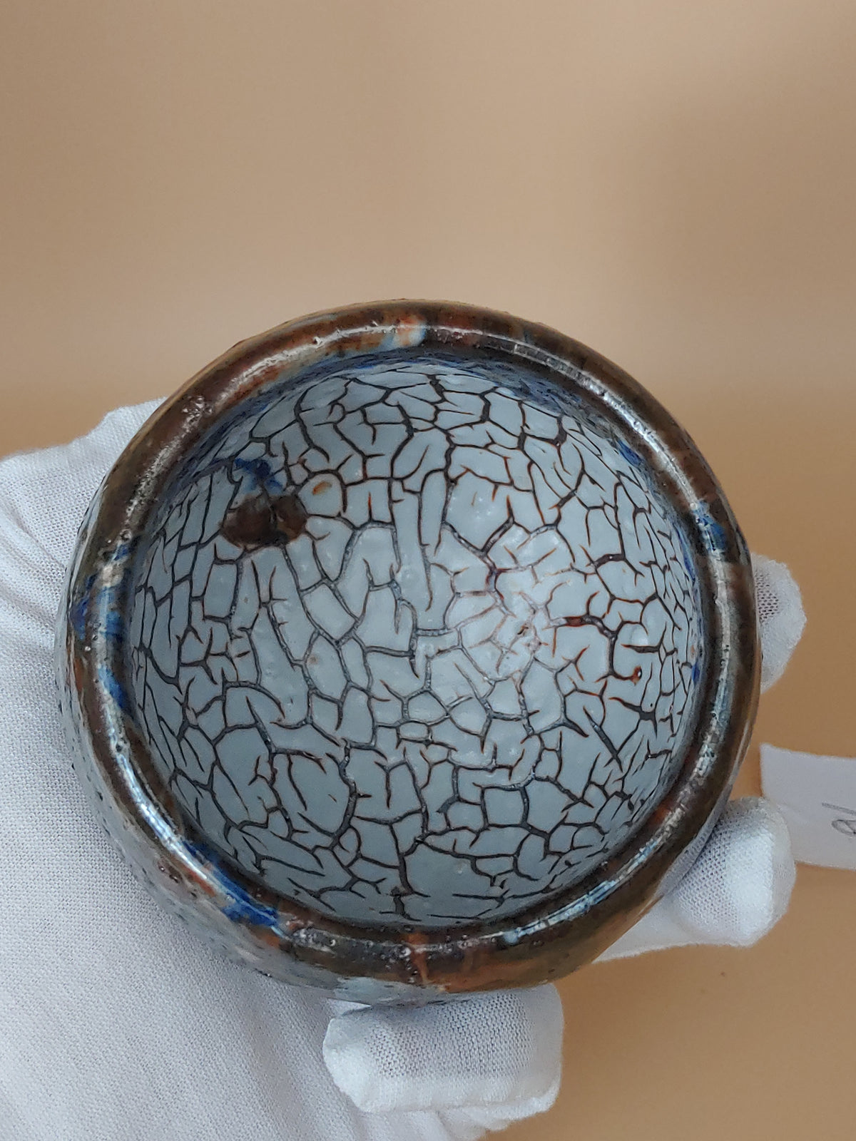 Bronze Earth, Blue Sky — Shino Wood-Fired Teacup — product view 7