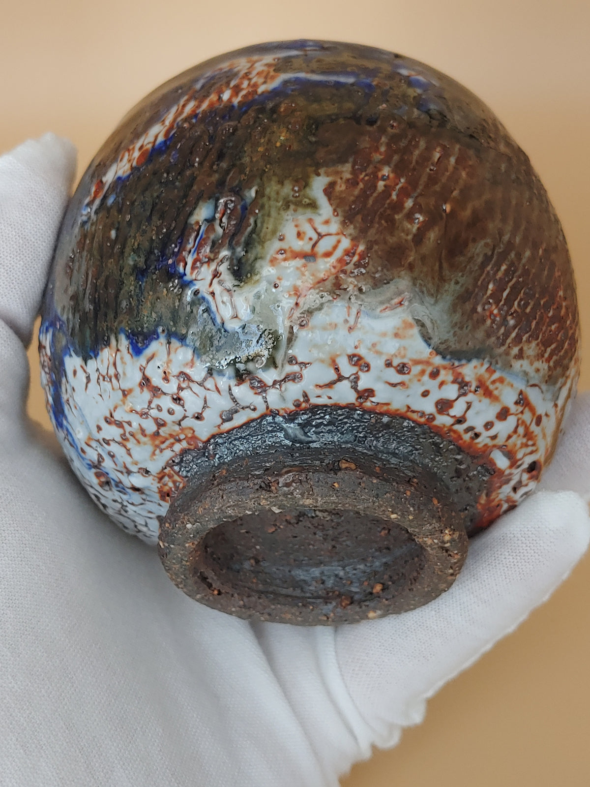 Bronze Earth, Blue Sky — Shino Wood-Fired Teacup — product view 8