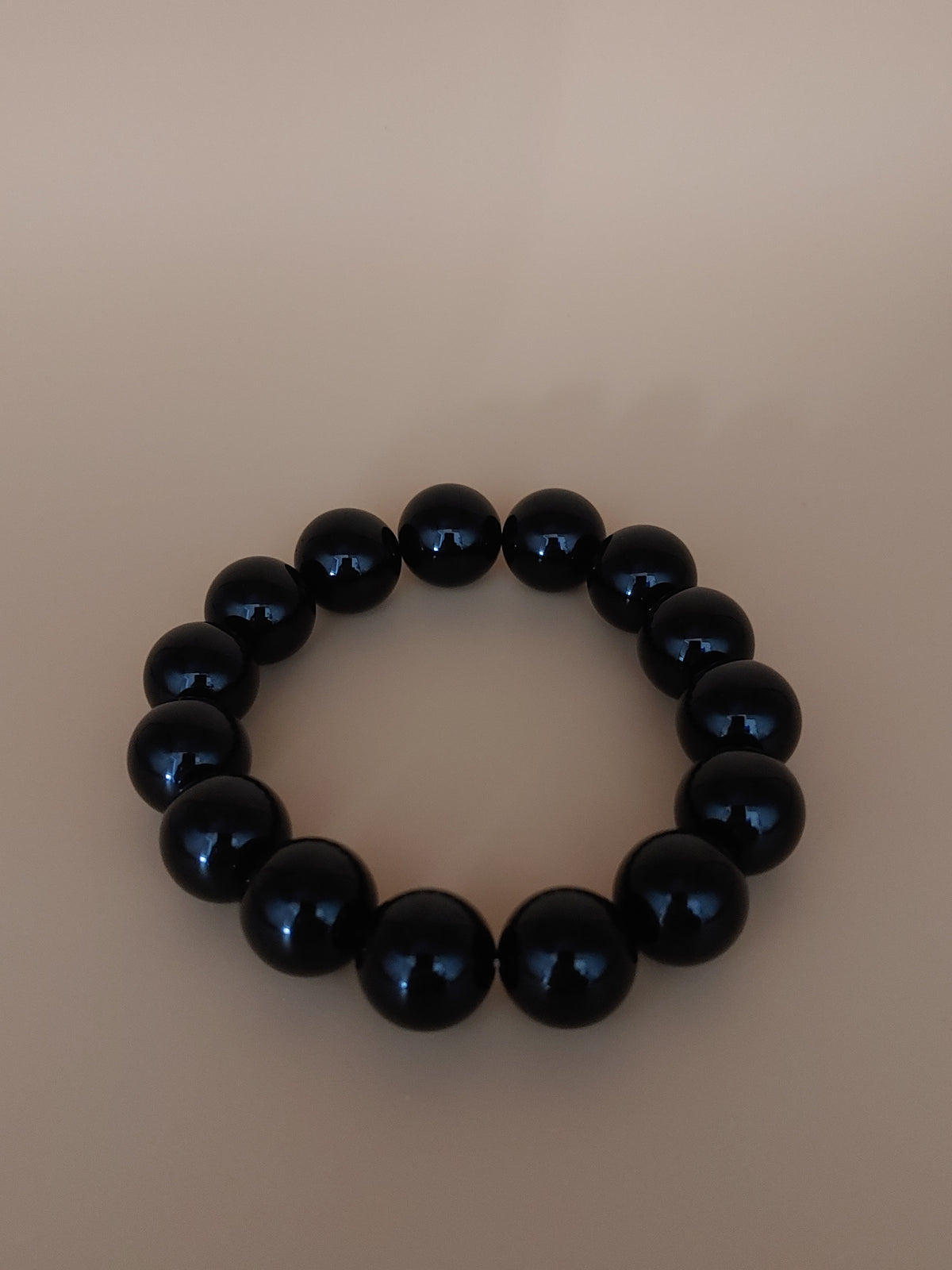 Midnight Black 12.4 mm Obsidian Bracelet (#B901)