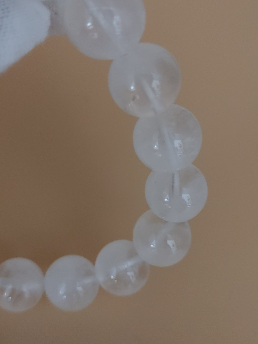 White Phantom 11.3 mm Quartz Bracelet (#B904) - close-up bead detail 2