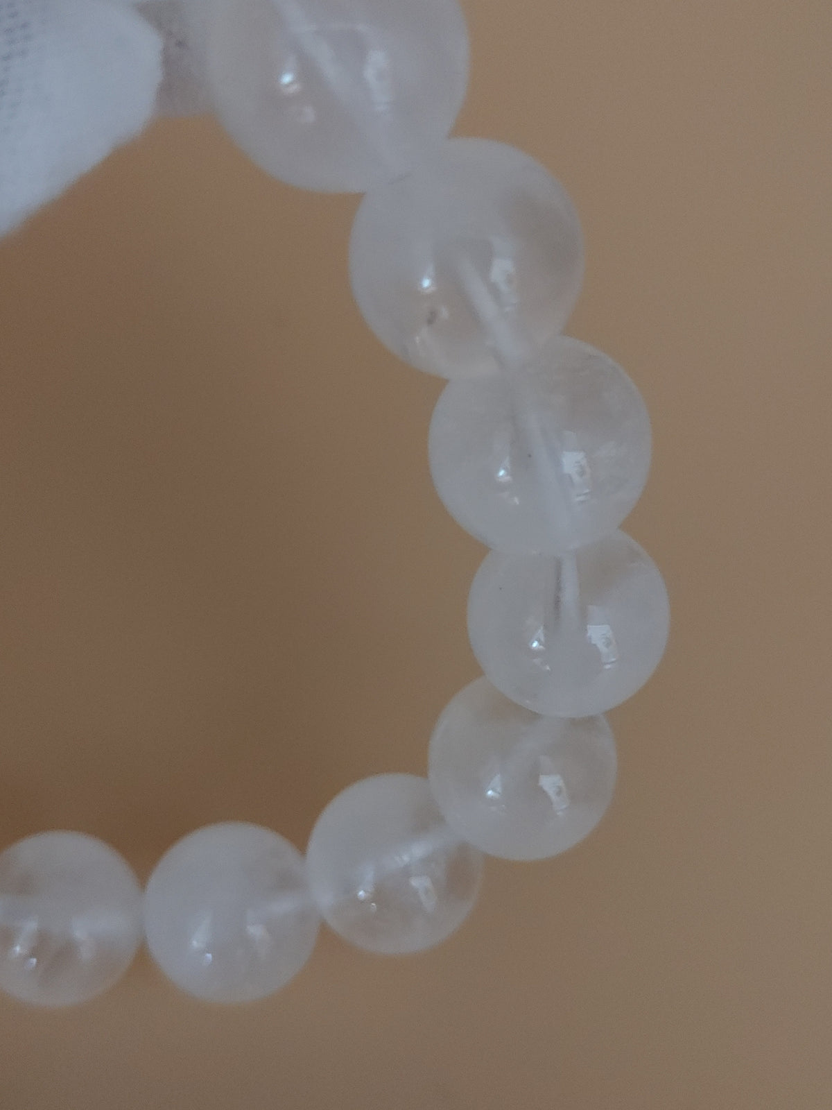 White Phantom 11.3 mm Quartz Bracelet (#B904) - close-up bead detail 2