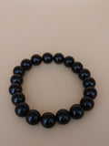 Jet Black 10.3 mm Obsidian Bracelet (#B905)