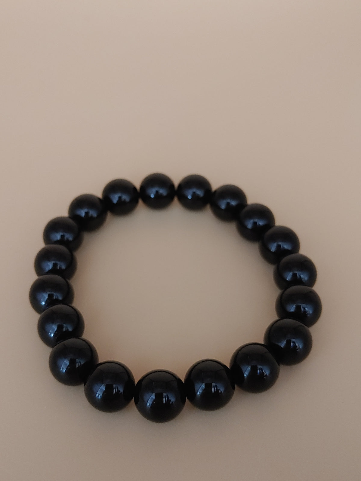 Jet Black 10.3 mm Obsidian Bracelet (#B905)