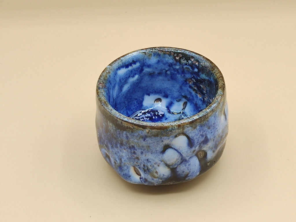 Deep Blue Fire — Shino Wood-Fired Teacup