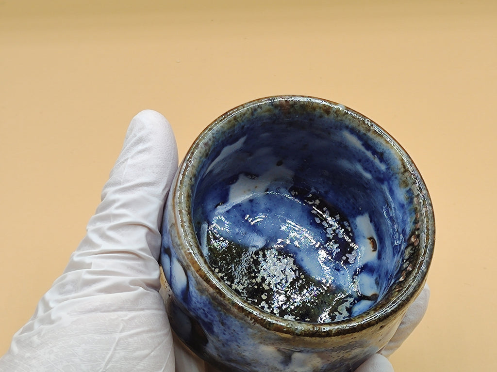 Deep Blue Fire — Shino Wood-Fired Teacup — product view 2