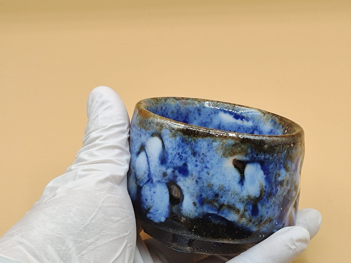 Deep Blue Fire — Shino Wood-Fired Teacup — product view 3