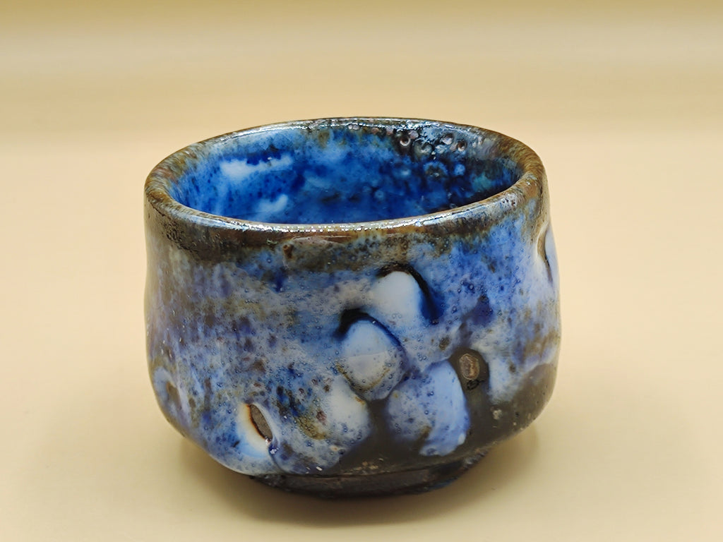 Deep Blue Fire — Shino Wood-Fired Teacup — product view 4