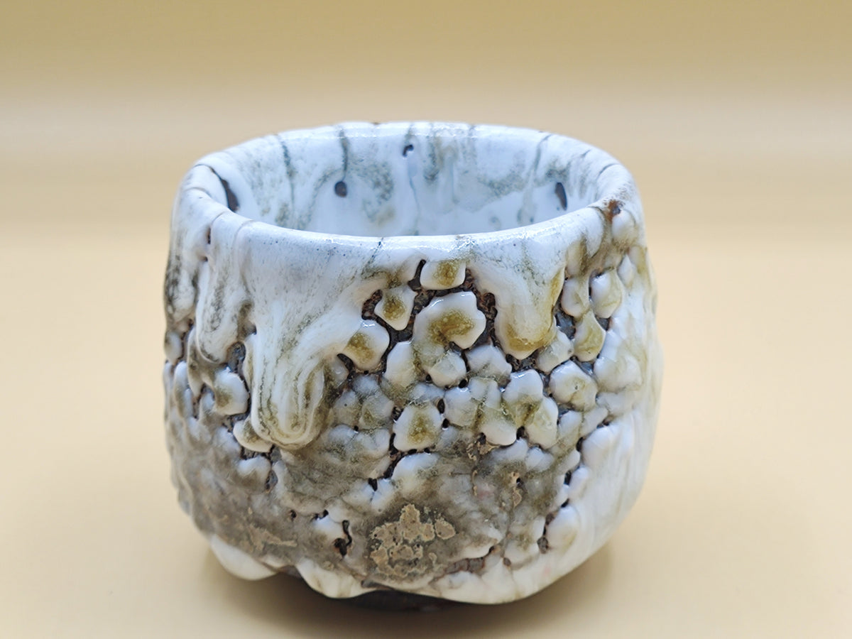White Avalanche — Shino Crawled Glaze Teacup