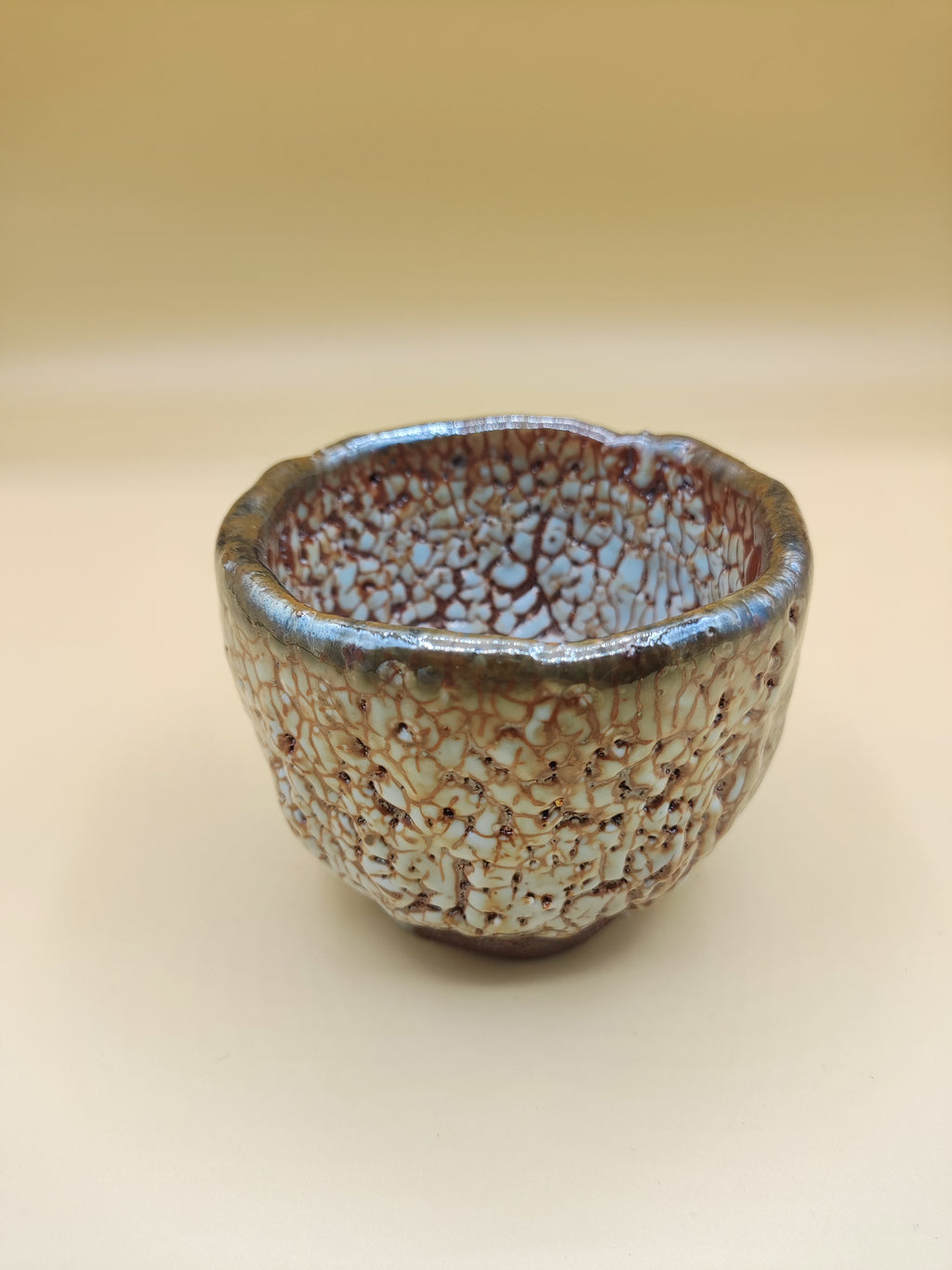 Cracked Earth, Silver Sky — Shino Wood-Fired Teacup