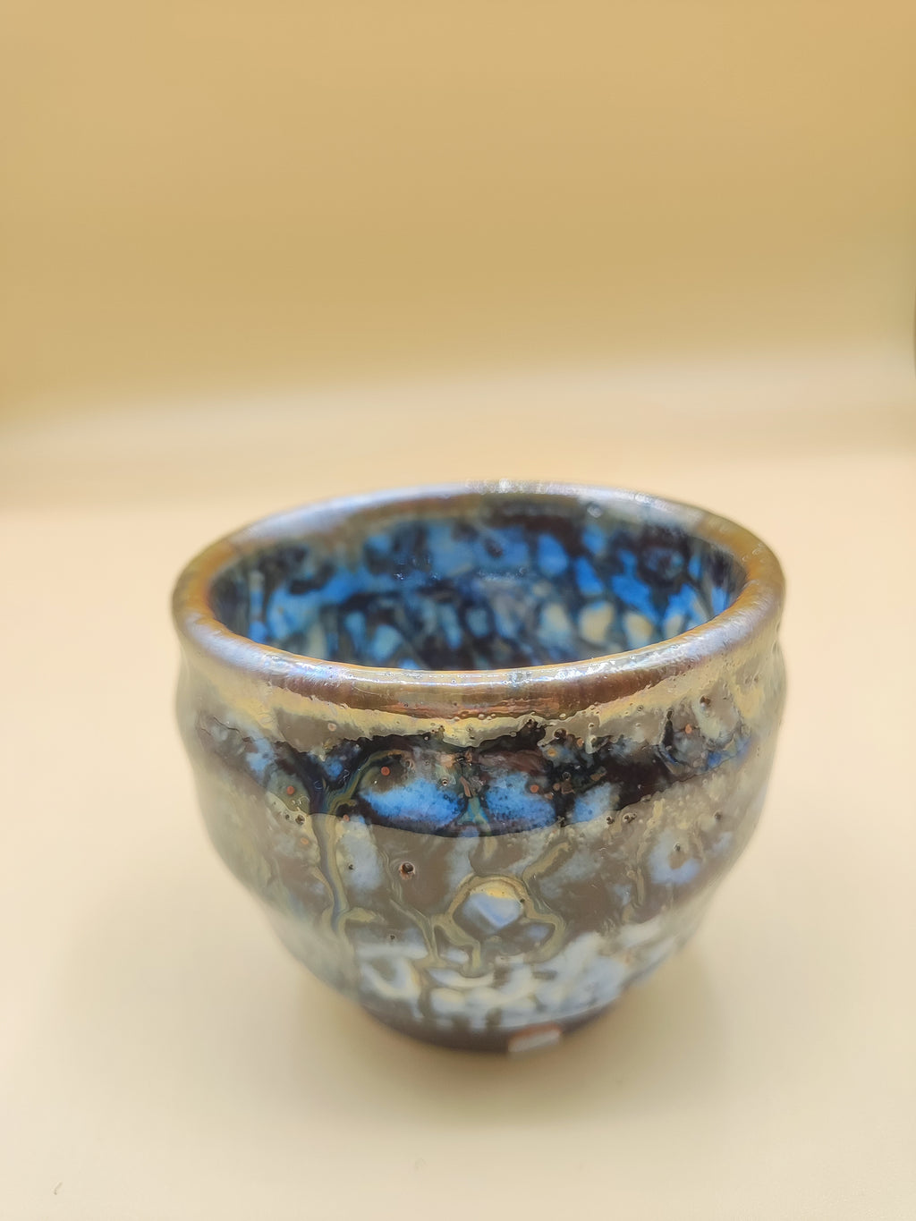 Midnight Ocean in Your Hands — Shino Wood-Fired Yunomi — product view 2