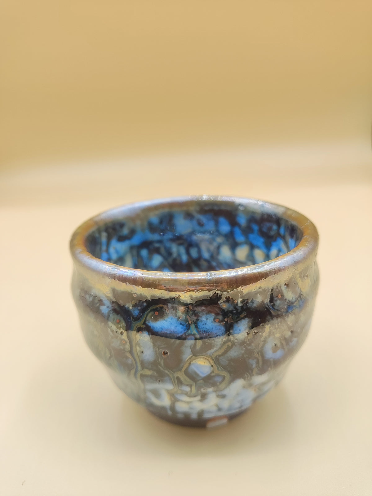 Midnight Ocean in Your Hands — Shino Wood-Fired Yunomi — product view 2