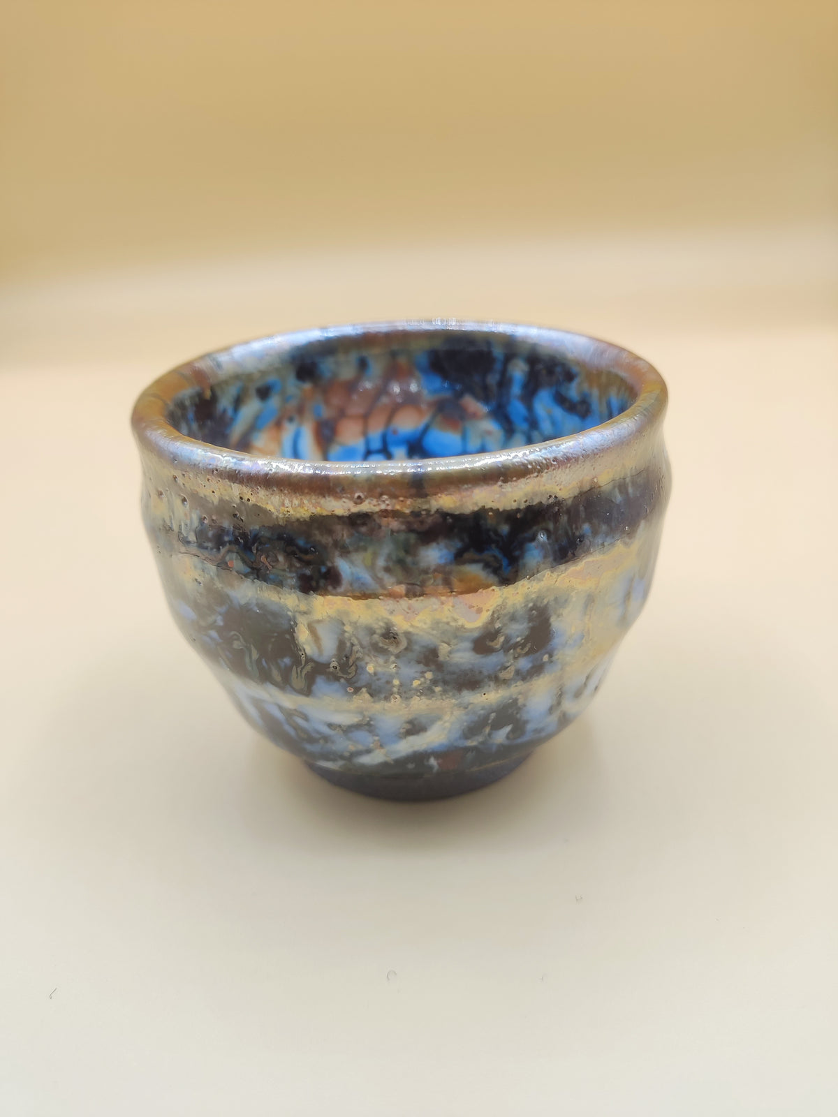 Midnight Ocean in Your Hands — Shino Wood-Fired Yunomi — product view 3