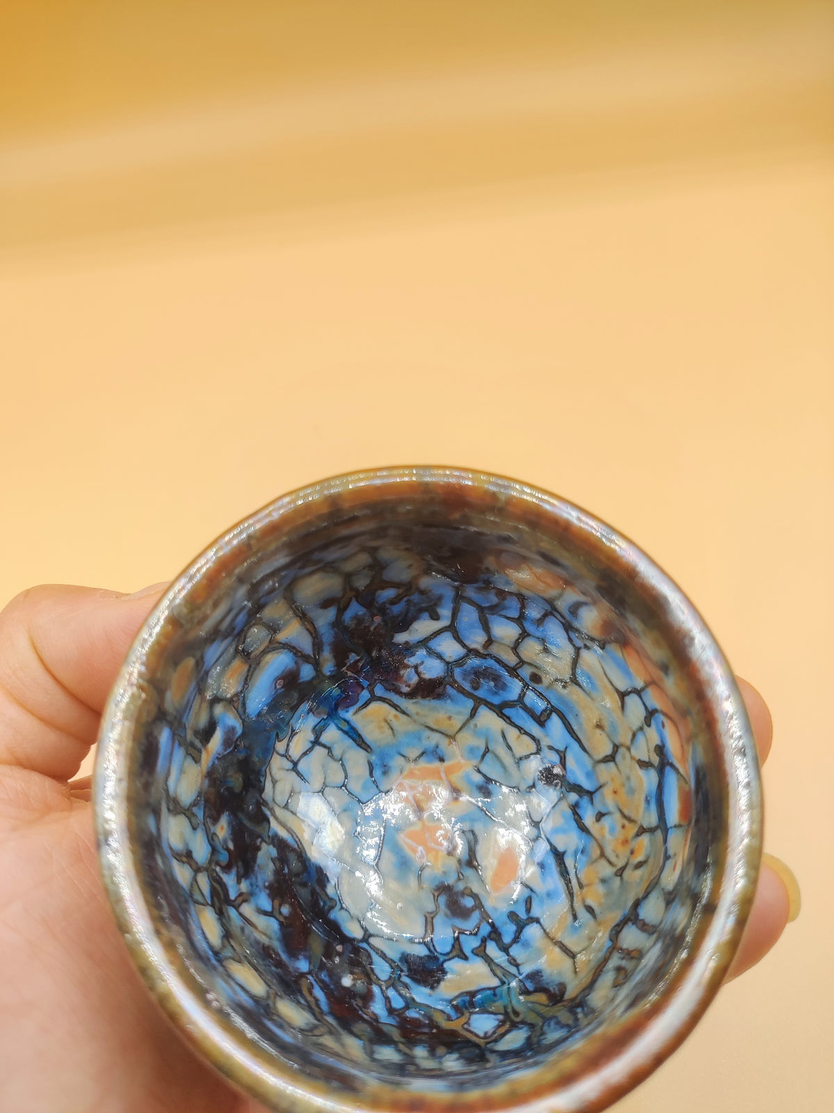 Midnight Ocean in Your Hands — Shino Wood-Fired Yunomi — product view 4