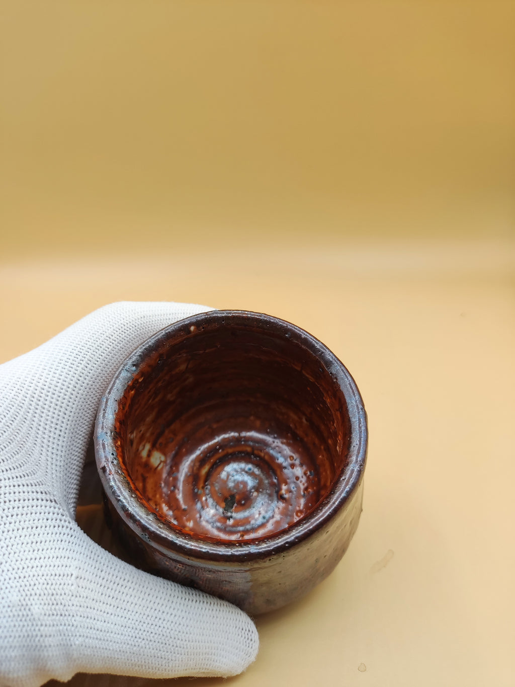 Liquid Fire, Frozen in Clay — Shino Wood-Fired Teacup — product view 3
