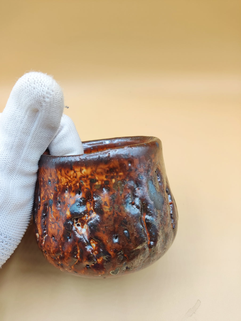 Liquid Fire, Frozen in Clay — Shino Wood-Fired Teacup — product view 4