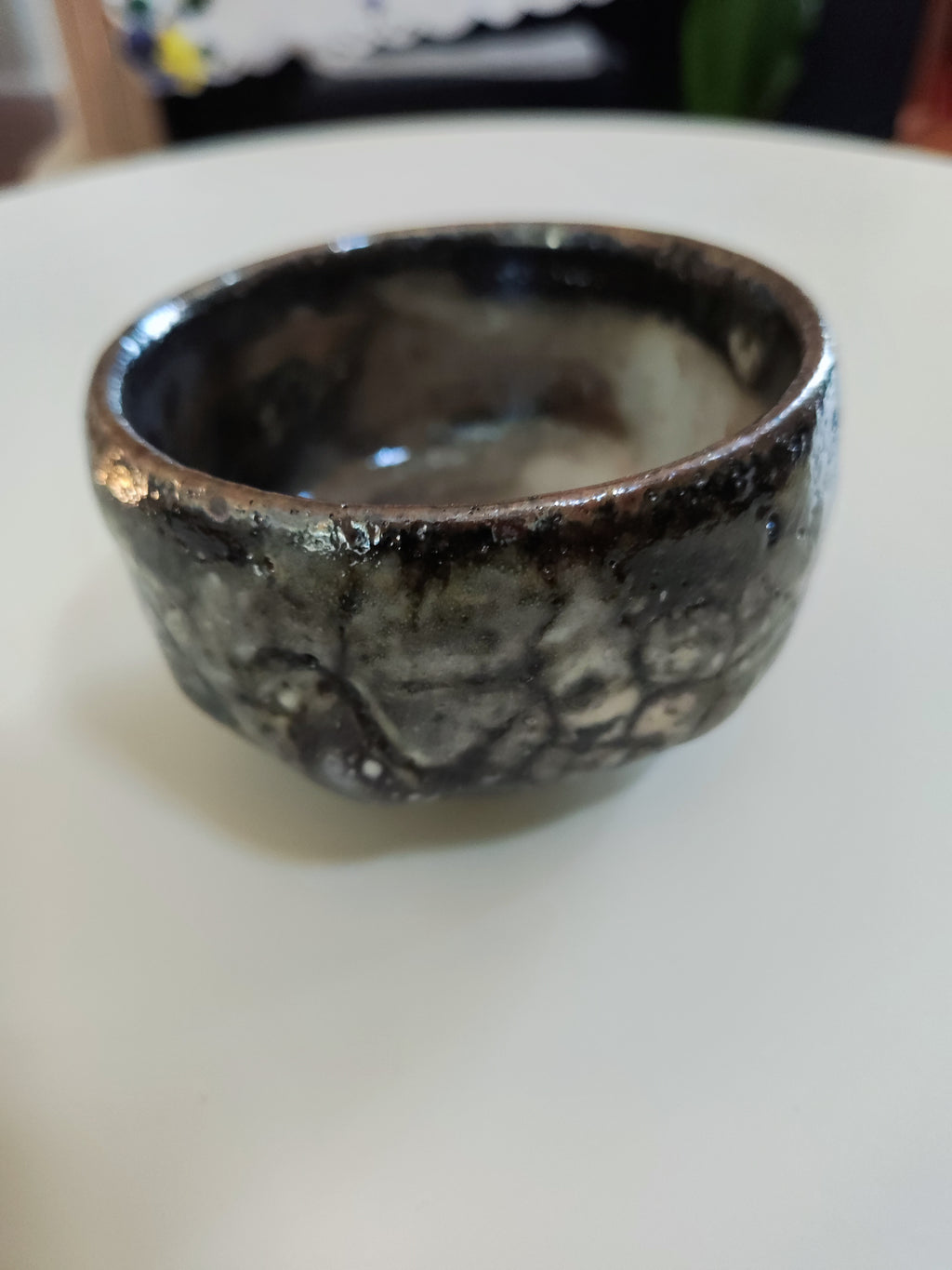Stone, Shadow, and Snow — Shino Wood-Fired Teacup