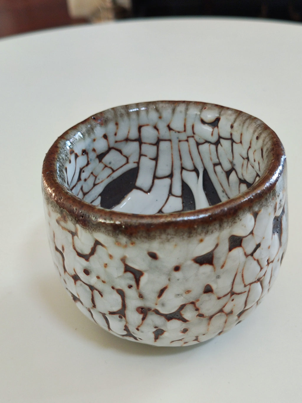 First Snow on Dark Earth — Shino Wood-Fired Teacup