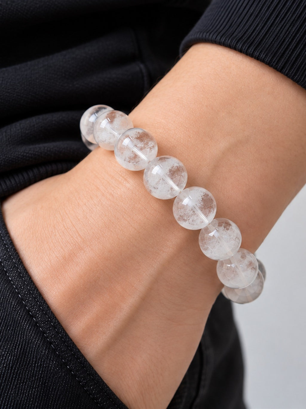 White Phantom 11.3 mm Quartz Bracelet (#B904) worn on a wrist