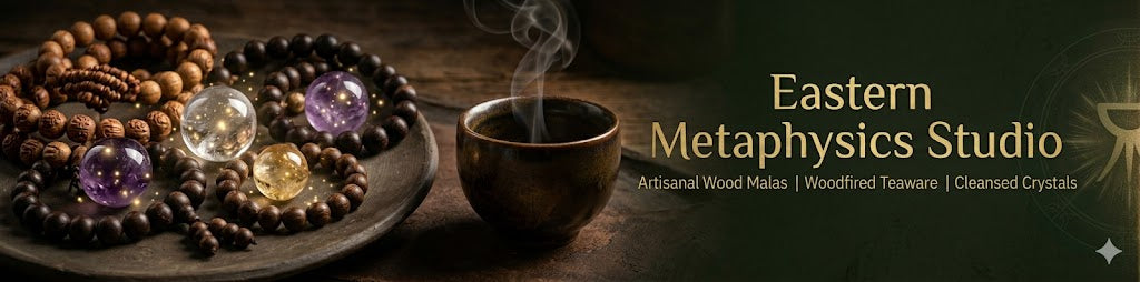 Handcrafted Shino teaware and crystal bracelets from Eastern Metaphysics